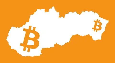 Slovakia map with bitcoin crypto currency symbol illustration Stock Illustration