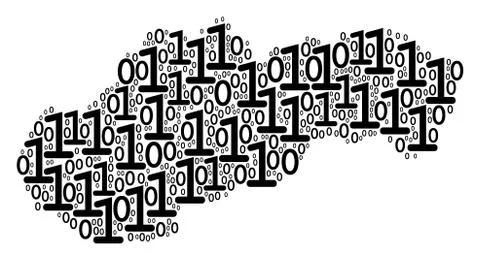 Slovakia Map Collage of Binary Digits 스톡 일러스트