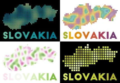 Slovakia map. Collection of map of Slovakia in dotted style. Borders of the.. Stock Illustration