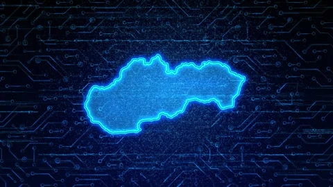 Slovakia Map Digital Technology Opener Stock-Footage 335082116