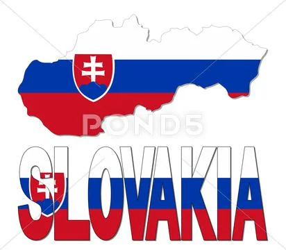 Slovakia map flag and text illustration Stock Illustration