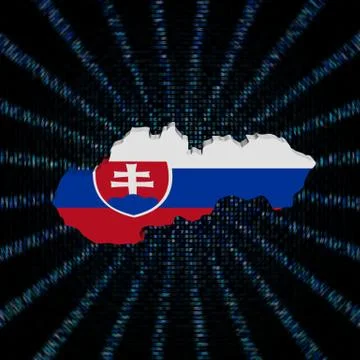 Slovakia map flag on blue hex code burst illustration Stock Illustration
