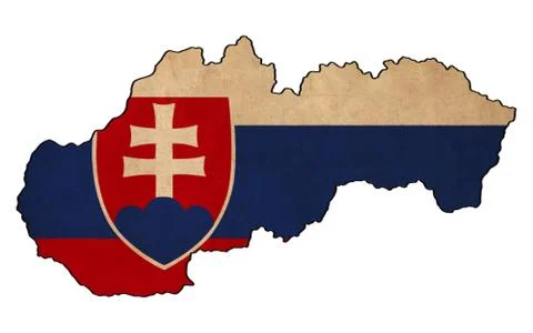 Slovakia map on  flag drawing ,grunge and retro flag series Stock Illustration