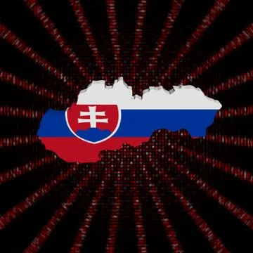 Slovakia map flag on red hex code burst illustration Stock Illustration