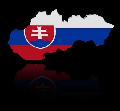 Slovakia map flag with reflection illustration Stock Illustration