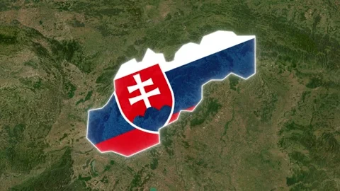 Slovakia Map Highlight with Animated Flag Stock Footage 341235819