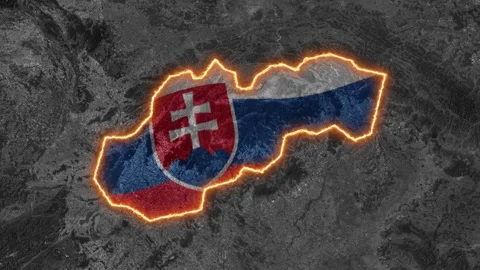 Slovakia Map Highlight with Fiery Glowing Border Stock Footage 341237098
