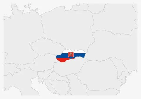 Slovakia map highlighted in Slovakia flag colors Stock Illustration