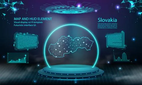 Slovakia map light connecting effect background. abstract digital technolog.. Stock Illustration