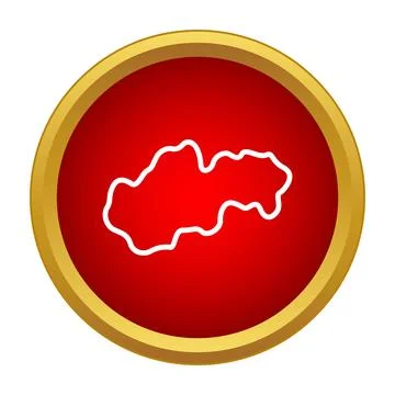 Slovakia map outline on a red circle icon Stock Illustration