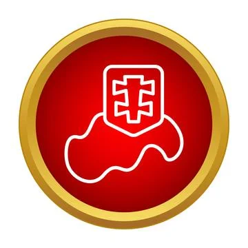 Slovakia map red button outline vector icon 스톡 일러스트
