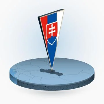 Slovakia map in round isometric style with triangular 3D flag of Slovakia Stock Illustration