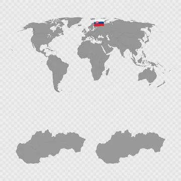 Slovakia Map Set with World Location. Stock Illustration