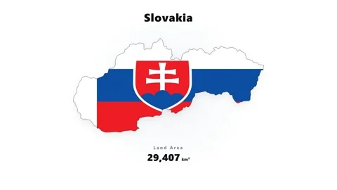 Slovakia map silhouette on white background filled with national flag colors and Stock Footage 345645762