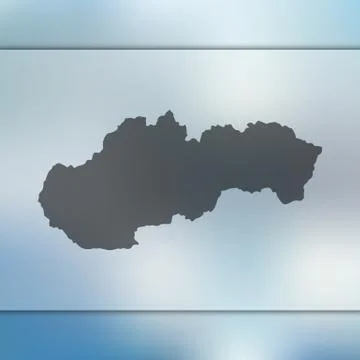 Slovakia map. Vector silhouette of Slovakia. Blurred background Stock Illustration