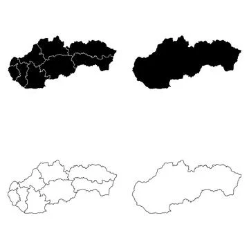 Slovakia Outline and Solid Fill Map Set. Stock Illustration