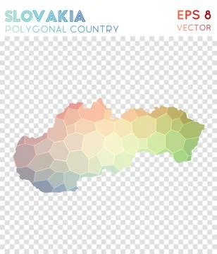 Slovakia polygonal map, mosaic style country. Creative low poly style, mode.. イラスト素材