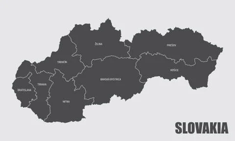 Slovakia regions map Stock Illustration