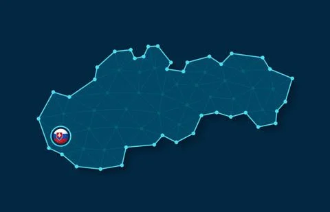 Slovakia simplified vector map in a digital blue design Stock Illustration