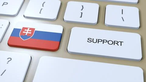 Slovakia Support Concept. Button Push 3D Illustration. Support of Country o.. Illustrazione stock