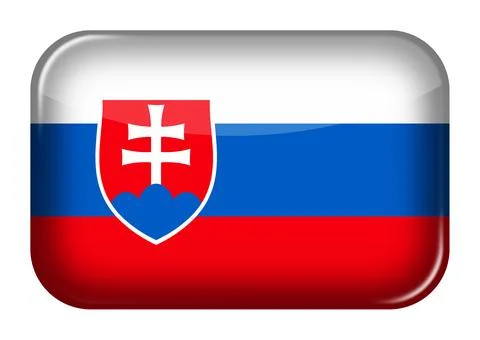 A Slovakia web icon rectangle button with clipping path 3d illustration Stock Illustration