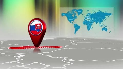 Slovakia World Map Pin Location Background Loop 4k Stock Footage 341771739