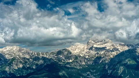 SLOVENIA - 6/23/2018: Dancing clouds over mountains Video stock 91744504