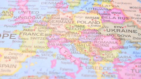 Slovenia Defocus to Focus Horizontal World Map 5.4K Stock Footage Stock Footage 330209657