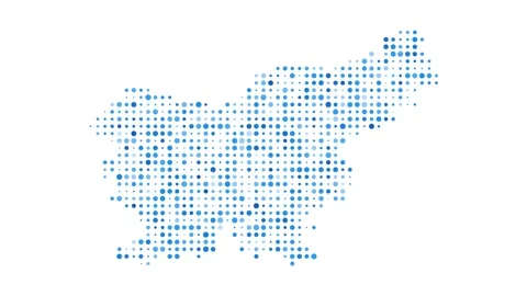 Slovenia dotted digital map. Map of Slovenia with pulsating colored circles. ... Stock Footage 231081007