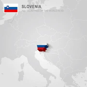 Slovenia drawn on gray map. Stock Illustration