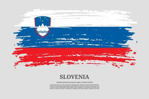 Slovenia flag with brush stroke effect and information text poster, vector Illustrazione stock