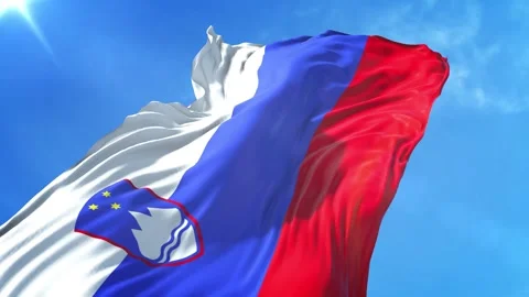 Slovenia Flag Low Angle View Stock Footage 295703131