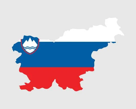 Slovenia Flag Map. Map of the Republic of Slovenia with the Slovene banner Stock Illustration