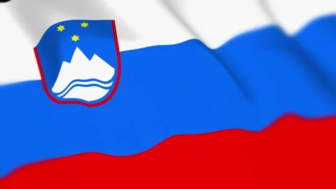 Slovenia Flag Seamless Loop 4k 60fps on Sky Background Stock Footage 340343475