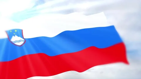 Slovenia Flag Seamless Loop 4k 60fps on Sky Background Stock Footage 340620792