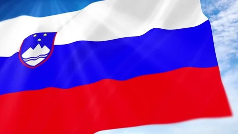 Slovenia Flag Seamless Loop 4k 60fps on Sky Background Stock Footage 341677809