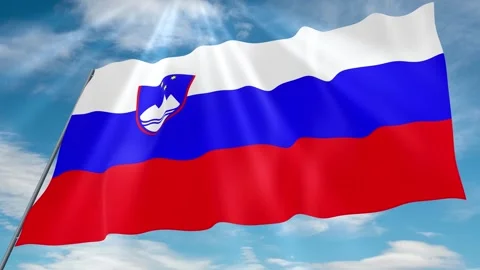 Slovenia Flag Seamless Loop 4k 60fps on Sky Background Stock Footage 341766503