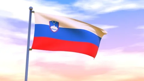 Slovenia Flag waving in the high wind Stock Footage 155459152