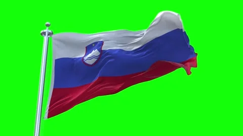 Slovenia Flag Waving in Loopable and Textured green screen background Stock Footage 296875805