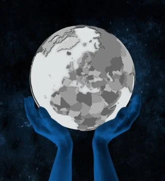 Slovenia on globe in hands Stock Illustration
