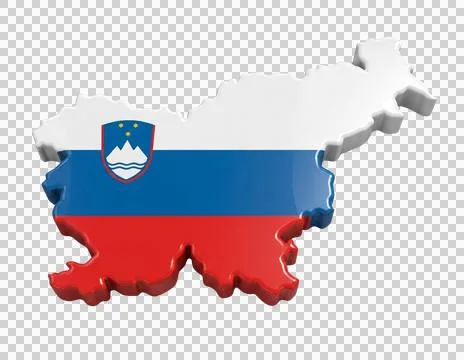 Slovenia map 3d glossy render with official flag colors isolated for news a.. Stock Illustration