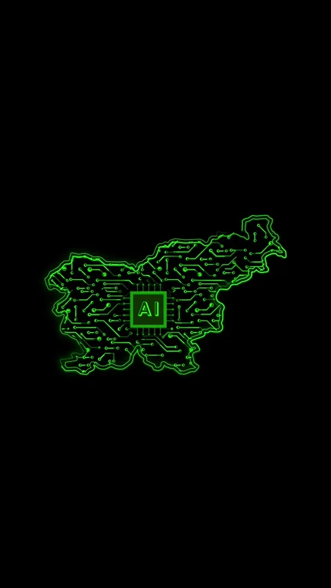 Slovenia Map AI Chipset Technology Opener Stock Footage 337172687