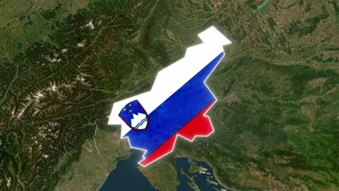 Slovenia Map and Flag Location Highlight Stock Footage 340872732