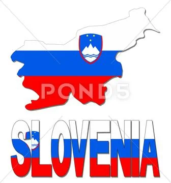 Slovenia map flag and text illustration Stock Illustration