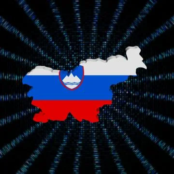 Slovenia map flag on blue hex code burst illustration Stock Illustration