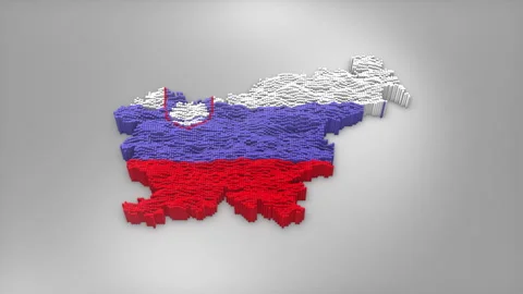 Slovenia Map with Flag Intro Background Stock Footage 315162509