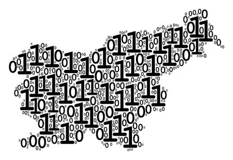 Slovenia Map Mosaic of Binary Digits 스톡 일러스트
