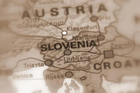 Slovenia on a map Stock Photos