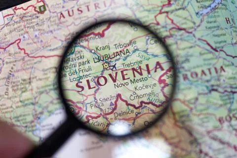 Slovenia on the map of the world. Stock Photos