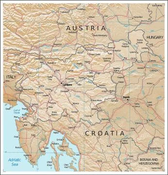 Slovenia physiography map Stock Illustration